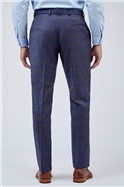  Tailored Fit Navy & Caramel Check Suit