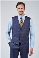  Navy & Caramel Check Waistcoat