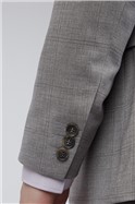  Slim Fit Grey Windowpane Check Waistcoat