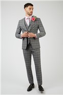  Slim Fit Grey With Blue Overcheck Suit