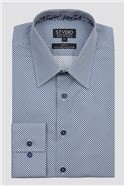 Studio Tailored Fit Forward Point Collar Navy & White Spotted Shirt