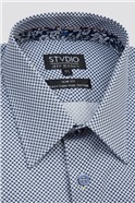 Studio Tailored Fit Forward Point Collar Navy & White Spotted Shirt