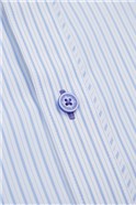 Studio Tailored Fit Single Cuff Forward Point Collar Blue & White Striped Shirt