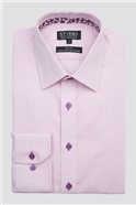 Studio Tailored Fit Pink Dobby Check Shirt