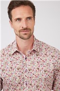 Studio Tailored Fit Pink Floral Print Shirt