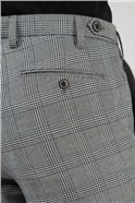  Grey Check Flat Front Trousers