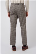 Brown Check Plain Front Trouser