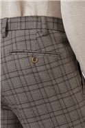 Brown Check Plain Front Trouser