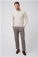 Brown Check Plain Front Trouser