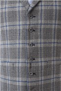  Tailored Fit Grey Check Waistcoat