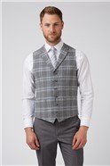  Tailored Fit Grey Check Waistcoat