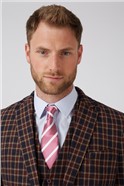  Tailored Fit Brown and Red Check Waistcoat