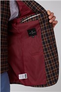  Tailored Fit Brown and Red Check Waistcoat