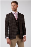  Tailored Brown And Blue Check Waistcoat