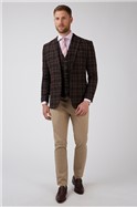  Tailored Brown And Blue Check Waistcoat