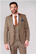  Slim Fit Tan Three Piece Suit