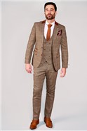  Slim Fit Tan Three Piece Suit