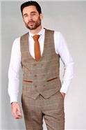  Slim Fit Tan Three Piece Suit