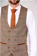  Slim Fit Tan Three Piece Suit