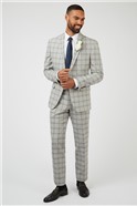  Warm Grey Check Linen Suit Jacket