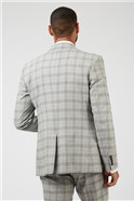  Warm Grey Check Linen Suit Jacket