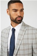  Warm Grey Check Linen Suit Jacket