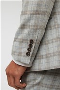  Warm Grey Check Linen Suit Jacket