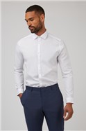  Slim Fit Single Cuff Cutaway Collar White Poplin Shirt