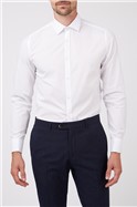  Slim Fit Double Cuff Cutaway Collar White Poplin Slim Fit Shirt