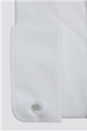  Slim Fit Double Cuff Cutaway Collar White Poplin Slim Fit Shirt