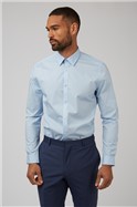  Slim Fit Single Cuff Pale Blue Poplin Shirt