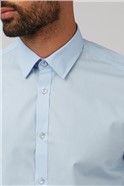  Slim Fit Single Cuff Pale Blue Poplin Shirt