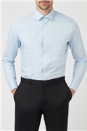  Tailored Fit Double Cuff Pale Blue Poplin Shirt