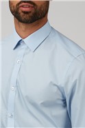  Single Cuff Pale Blue Poplin Shirt