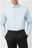  Slim Fit Double Cuff Pale Blue Poplin Shirt