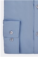  Tailored Fit Single Cuff Pale Blue Poplin Shirt