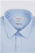  Regular Fit Single Cuff Pale Blue Poplin Shirt