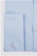  Regular Fit Double Cuff Pale Blue Poplin Shirt