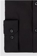  Slim Fit Single Cuff Black Poplin Shirt