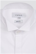  Slim Fit Double Cuff Wing Collar White Dresswear Poplin Shirt