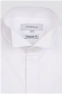  Regular Fit Double Cuff Wing Collar White Dresswear Poplin Shirt