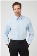  Regular Fit Single Cuff Pale Blue Textured Shirt