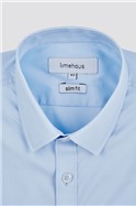  Slim Fit Single Cuff Pale Blue Stretch Shirt