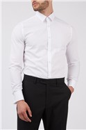  Slim Fit Double Cuff White Poplin Shirt