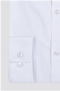  Tailored Fit Double Cuff White Poplin Shirt