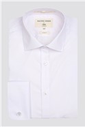  Slim Fit Double Cuff White Poplin Shirt