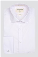  Slim Fit Double Cuff White Poplin Shirt