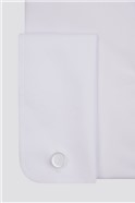  Slim Fit Double Cuff White Poplin Shirt