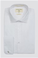  Tailored Fit Double Cuff Cutaway Collar White Poplin Shirt