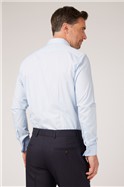  Classic Fit Double Cuff Pale Blue Poplin Shirt